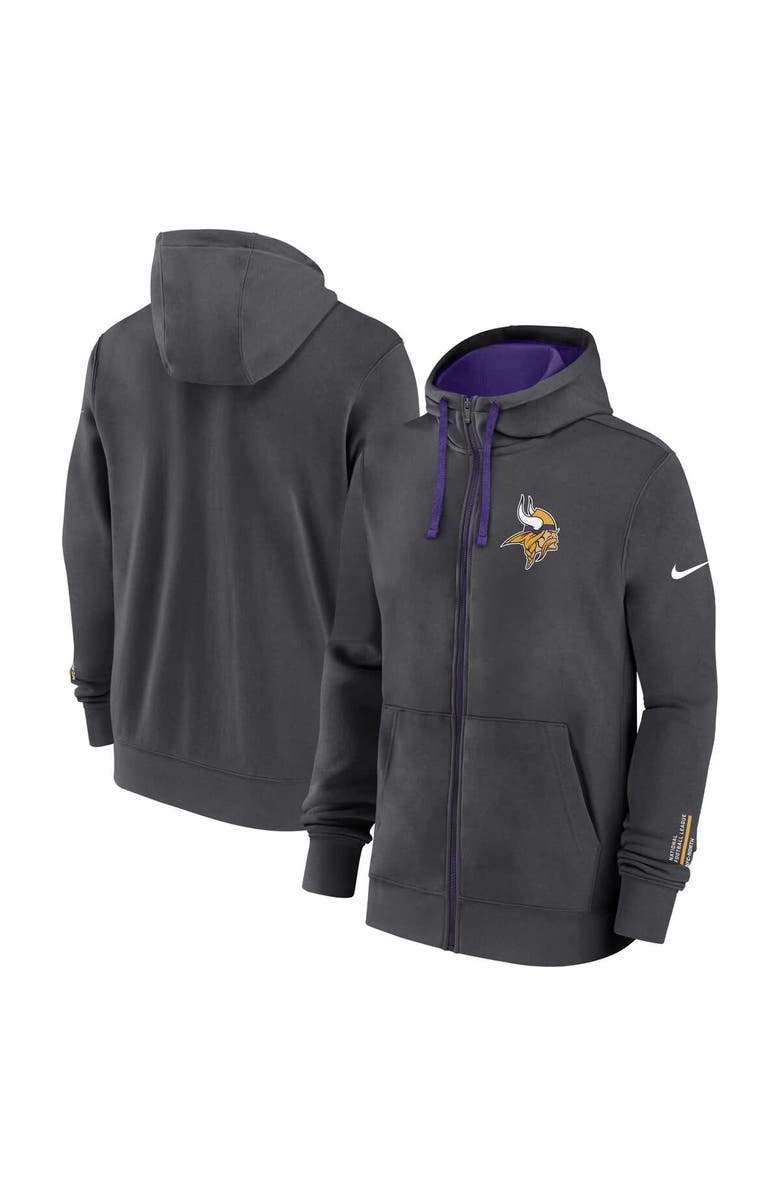 Nike Men's Nike Anthracite Minnesota Vikings Primetime Club Full-Zip Hoodie, Main, color, Anthracite