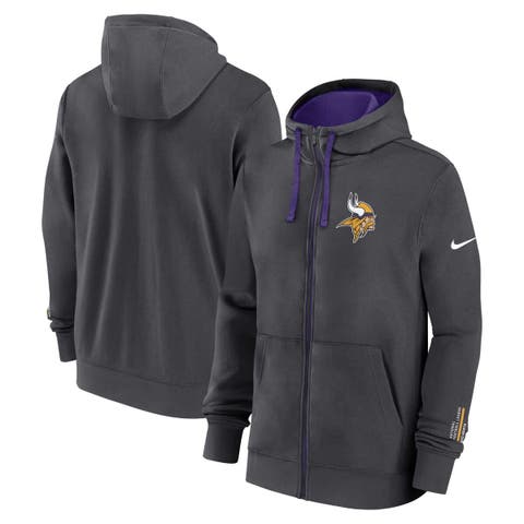 Men's Nike Anthracite Minnesota Vikings Primetime Club Full-Zip Hoodie