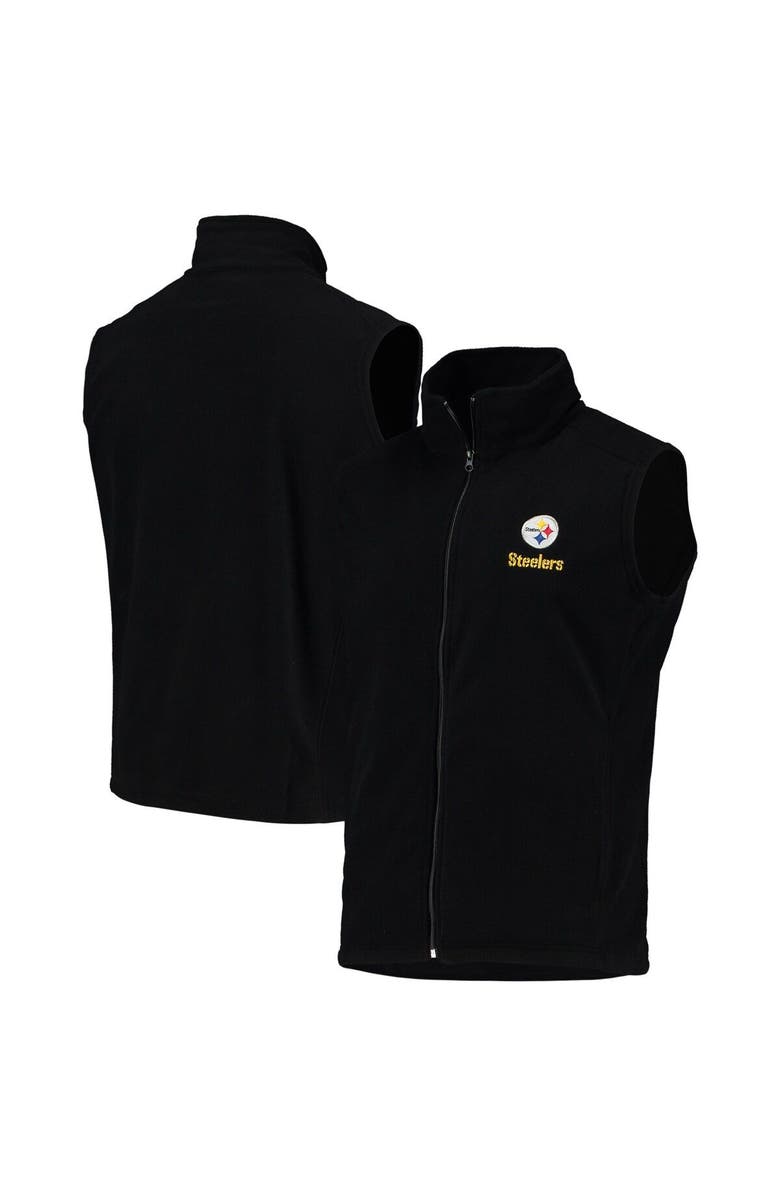 DUNBROOKE Men's Black Pittsburgh Steelers Houston Fleece Full-Zip Vest, Alternate, color, 