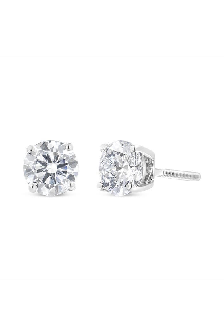 14K White Gold 1 1/2 Cttw Diamond Classic Solitaire Stud Earrings, Alternate, color, White