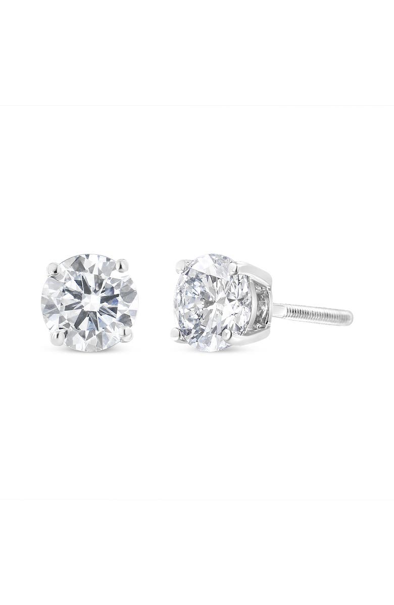 Haus of Brilliance 14K White Gold 1 1/2 Ct Lab Grown Diamond Solitaire Stud Earrings Screwbacks, Alternate, color, White