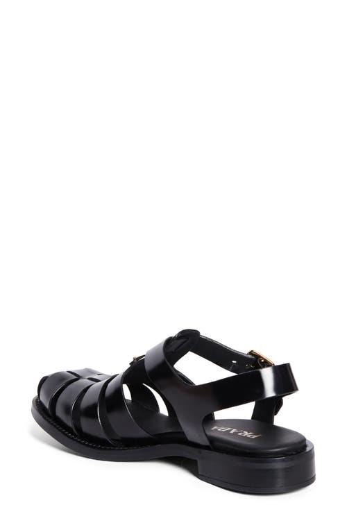Prada Logo Fisherman Sandal In Nero