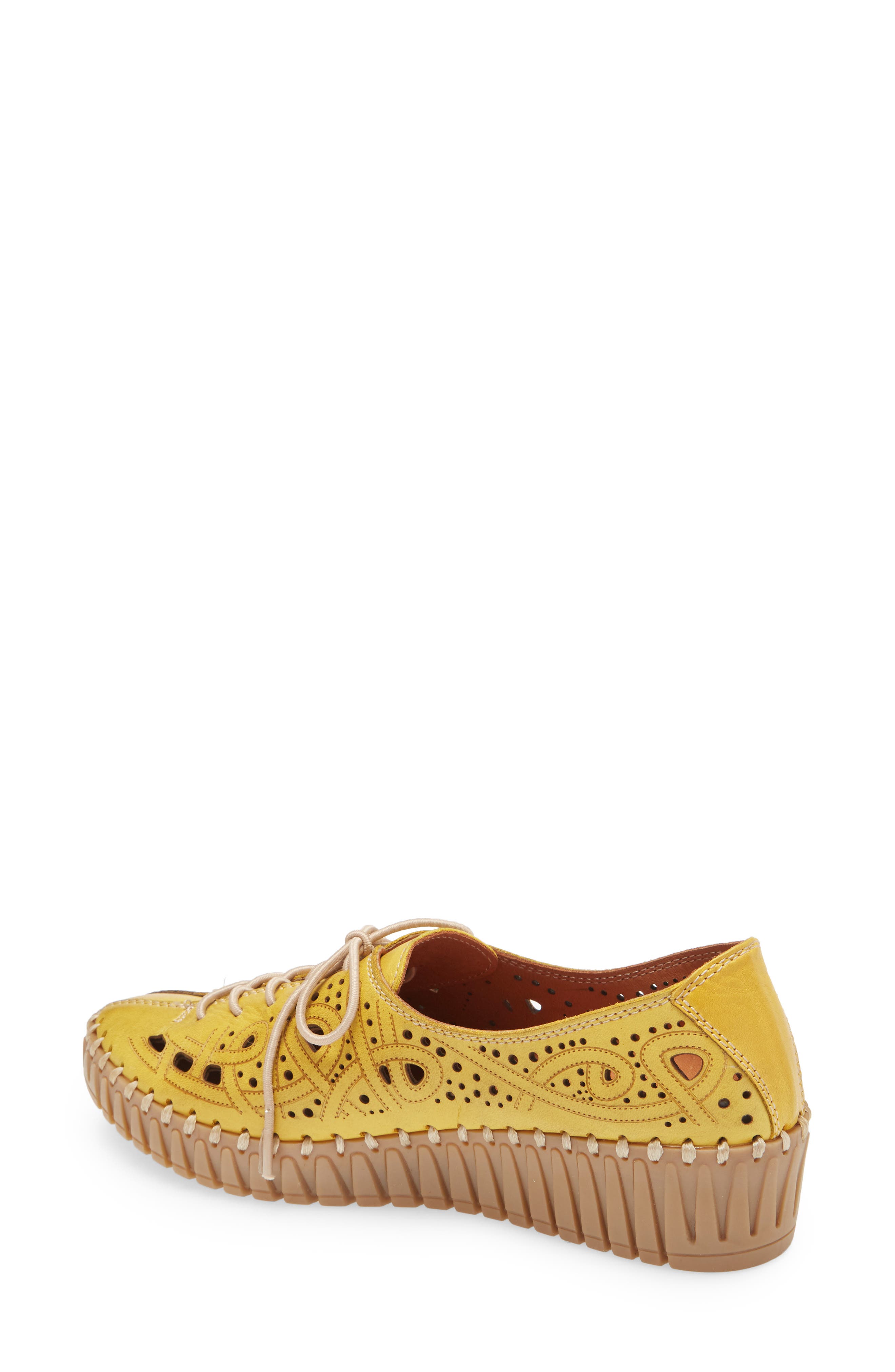 Kylie Lace-Up Flat, Alternate, color, MUSTARD LEATHER