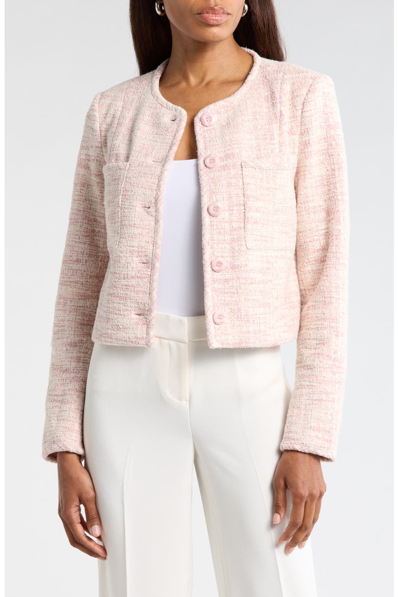 Button Front Tweed Jacket, Main, color, DUSTY MAUVE
