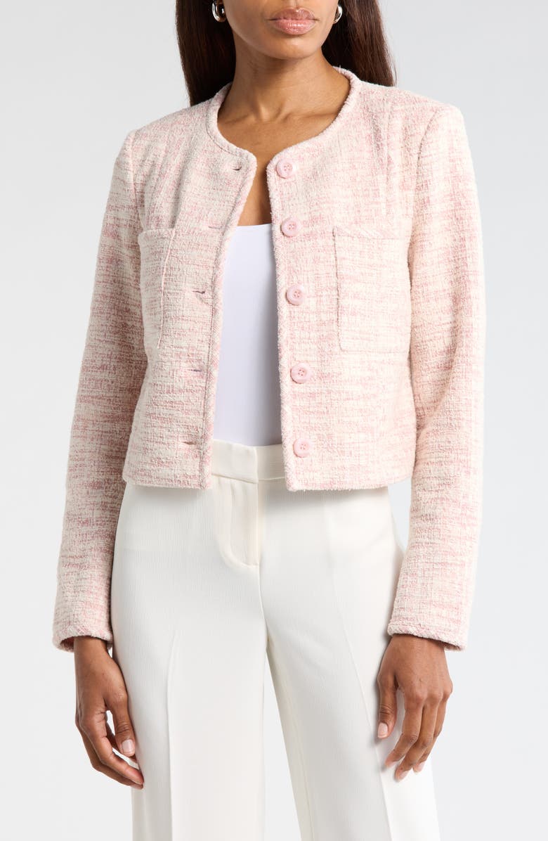 Amanda & Chelsea Button Front Tweed Jacket, Main, color, Dusty Mauve