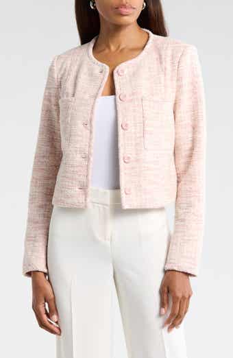 Amanda & Chelsea Button Front Tweed Jacket