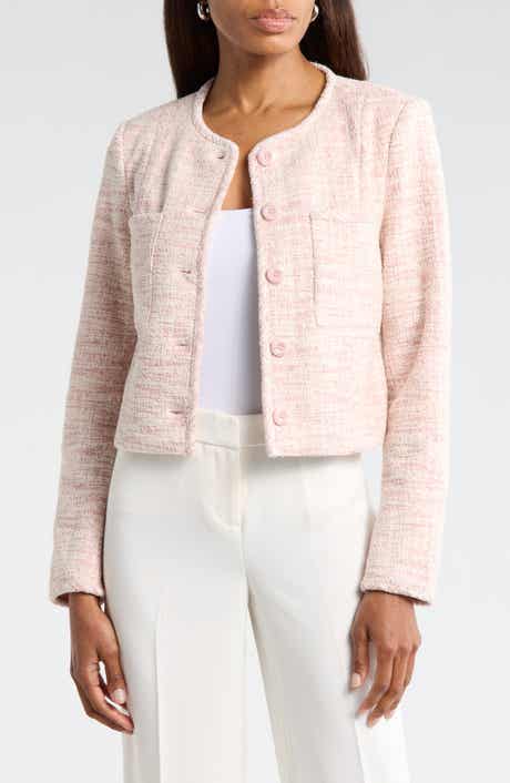 Amanda & Chelsea Button Front Tweed Jacket