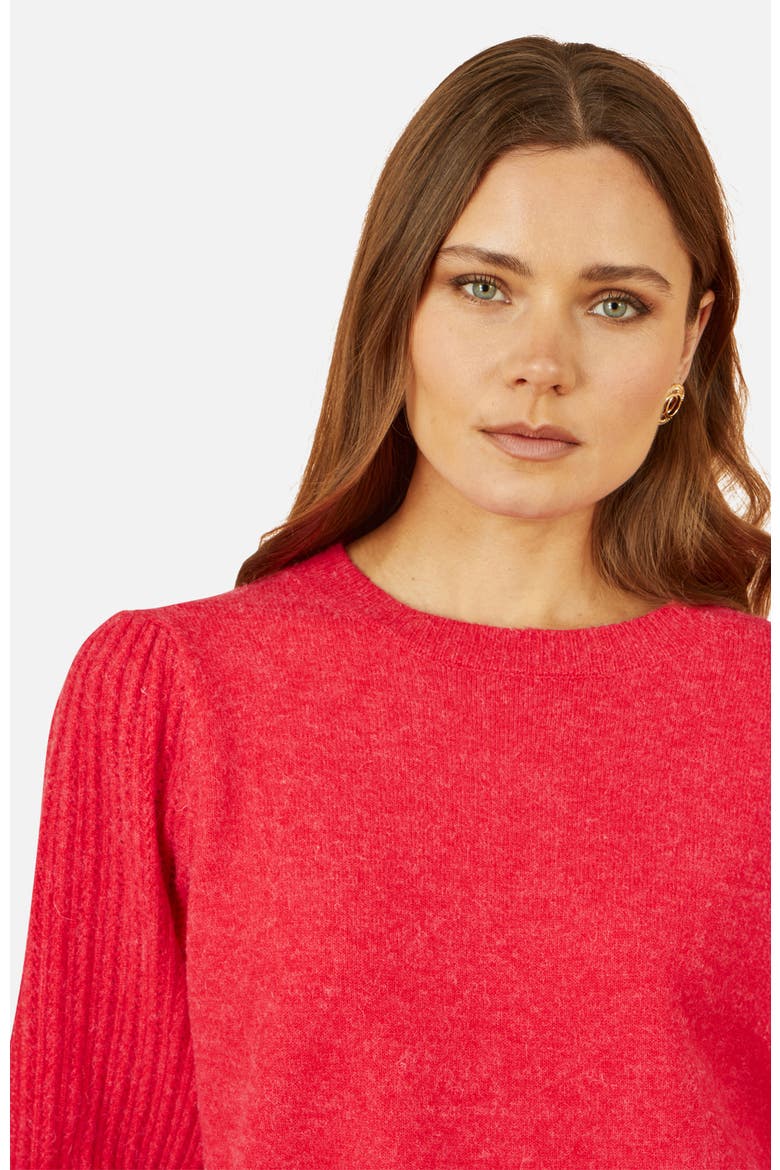 Knitted Balloon Sleeve Textured Jumper, Alternate, color, Red