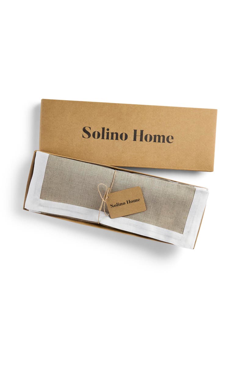 Solino Home Linen Placemats - Classic, 14" x 19" Inch, Alternate, color, White And Natural