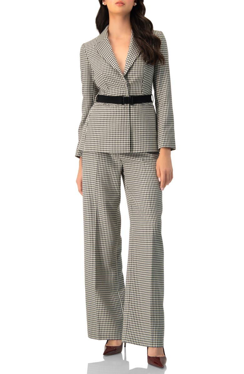 IVONNE Checkered Wide-Leg Trousers With Side Stripe, Alternate, color, Black