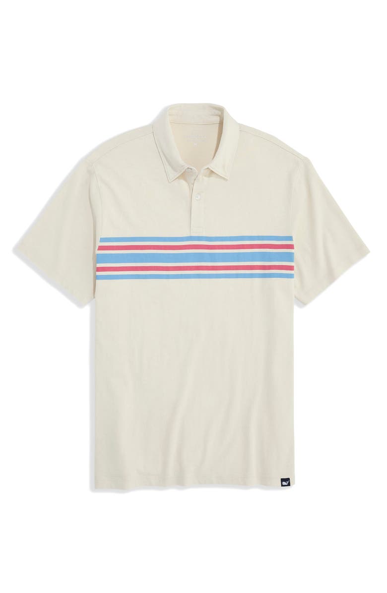 vineyard vines Surf Chest Stripe Polo, Main, color, Stone