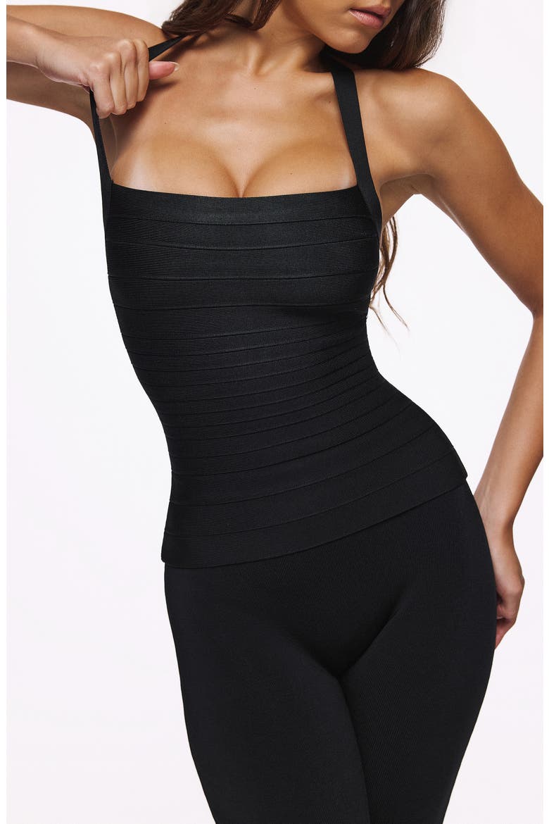 The Silhouette Bandage Halter Top, Alternate, color, BLACK