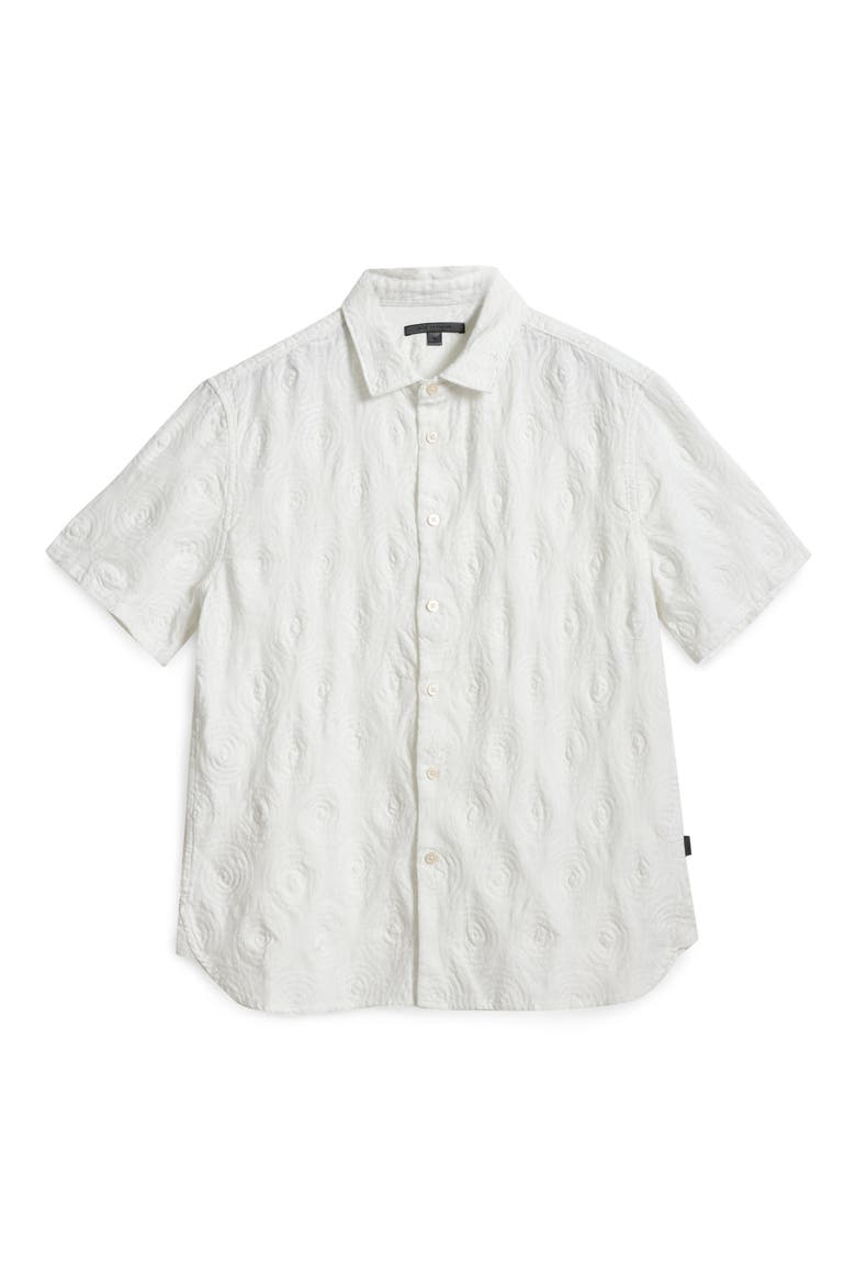 Sean Cotton & Linen Short Sleeve Button-Up Shirt, Alternate, color, CHALK