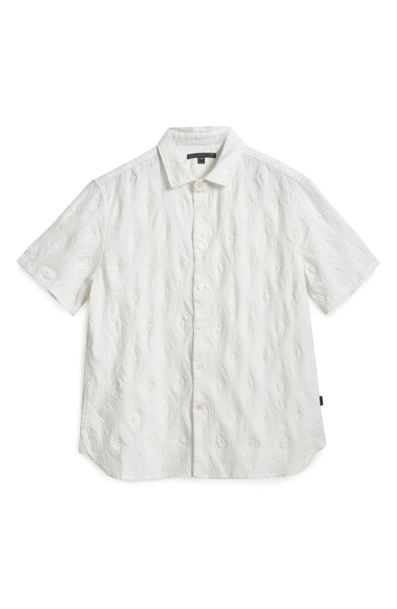 John Varvatos Sean Cotton & Linen Short Sleeve Button-Up Shirt, Alternate, color, Chalk