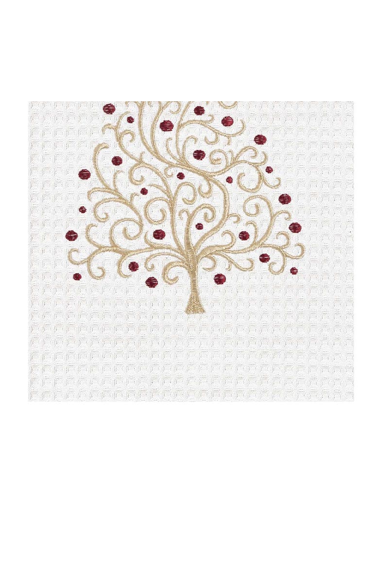C&F Home Christmas Tree Swirl 100% Cotton Waffle Weave Dishtowel, Alternate, color, Gold