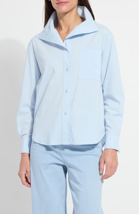 Tulsi Funnel Neck Button-Up Shirt
