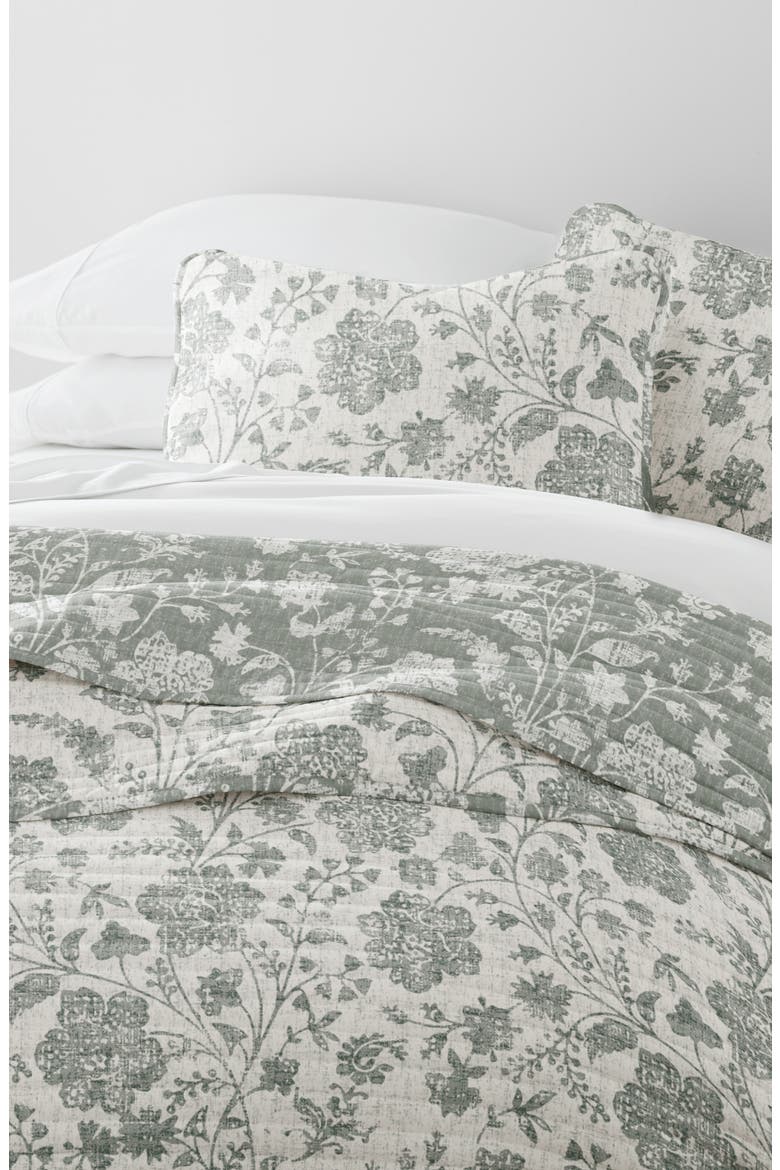 Pattern Reversible Quilt & Sham Set, Alternate, color, FLORAL EUCALYPTUS