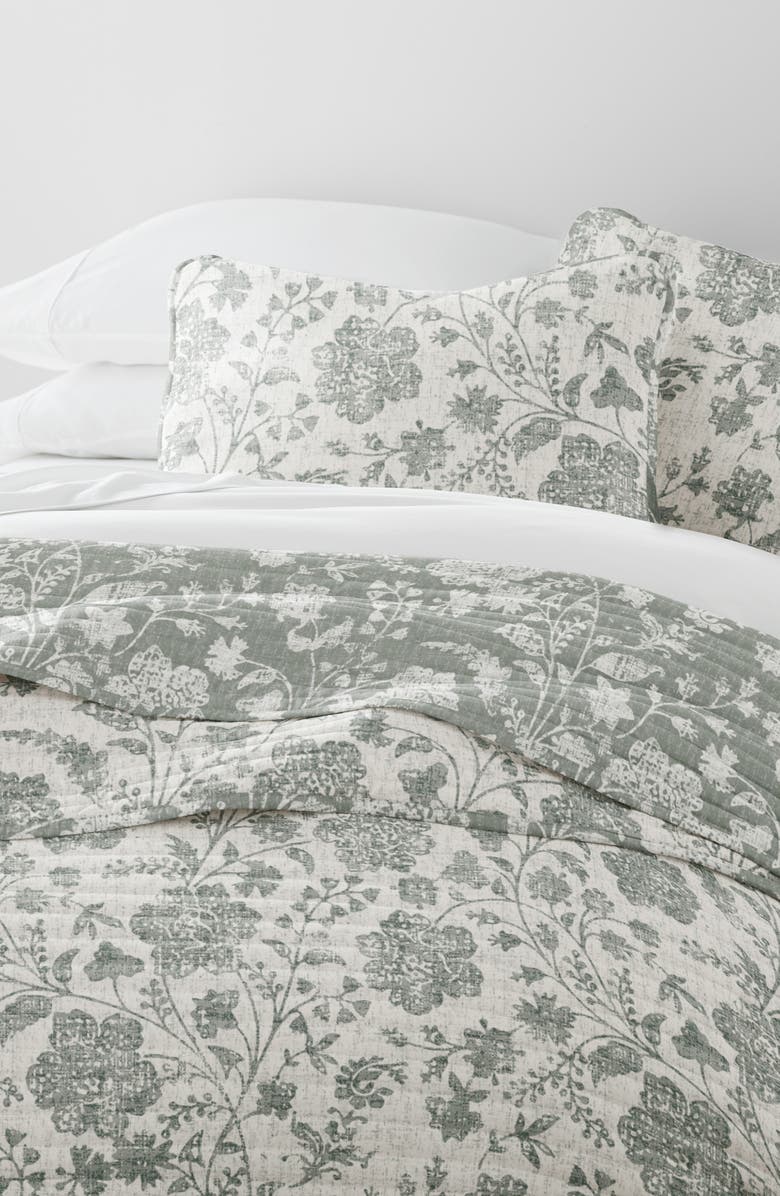 HOMESPUN Pattern Reversible Quilt & Sham Set, Alternate, color, Floral Eucalyptus