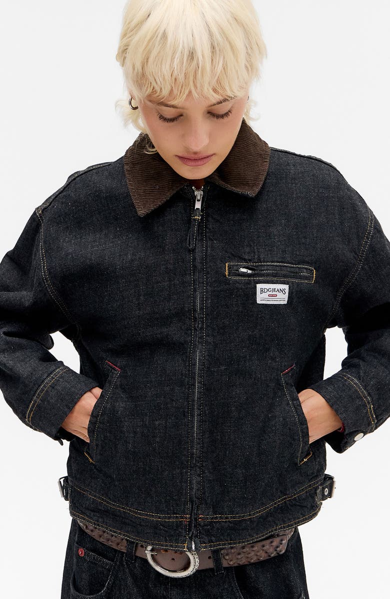 BDG Urban Outfitters Luca Zip Workwear Denim Jacket, Alternate, color, Black