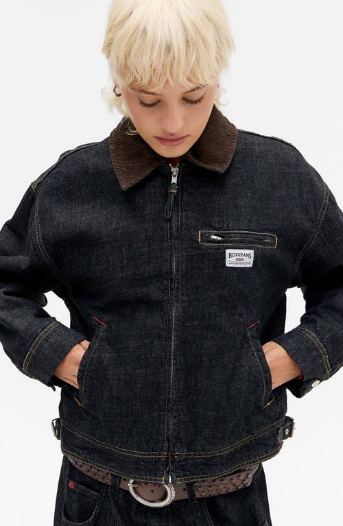 Bdg Urban Outfitters Luca Zip Workwear Denim Jacket In Black