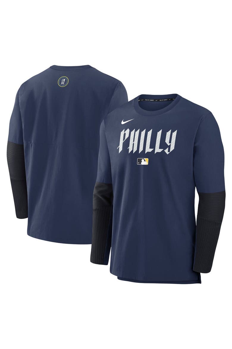 Men's Nike Navy Philadelphia Phillies 2025 City Connect Authentic Collection Player Dri-FIT Lightweight Pullover, Main, color, Navy