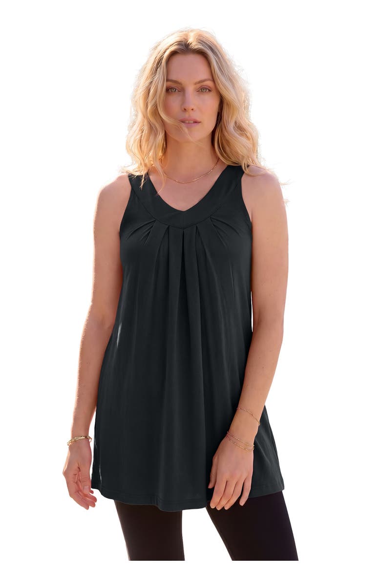 Plus Size Ultimate Pleated Tunic Tank, Main, color, BLACK