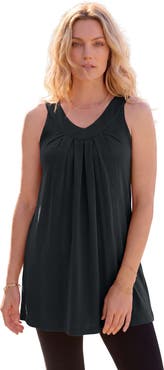 Roaman's Plus Size Ultimate Pleated Tunic Tank