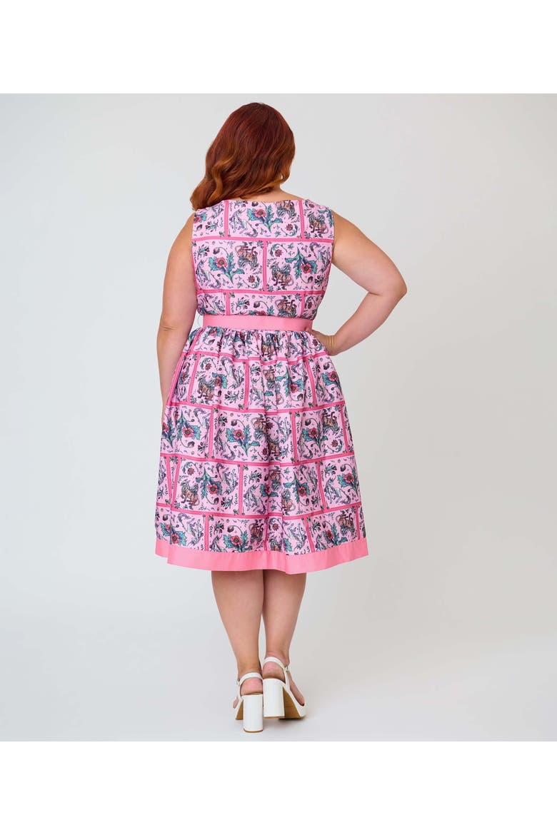 Pluse Size Sleeveless Button Swing Dress, Alternate, color, Pink Floral Print