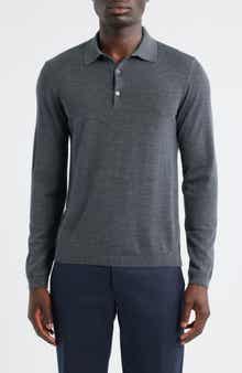 Jack Victor Long Sleeve Wool & Silk Polo Sweater