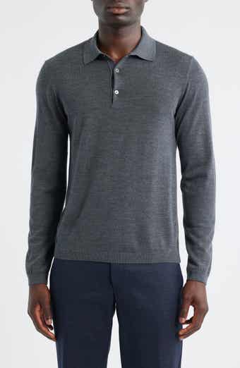 Jack Victor Long Sleeve Wool & Silk Polo Sweater