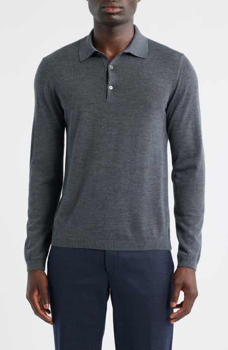 Jack Victor Long Sleeve Wool & Silk Polo Sweater