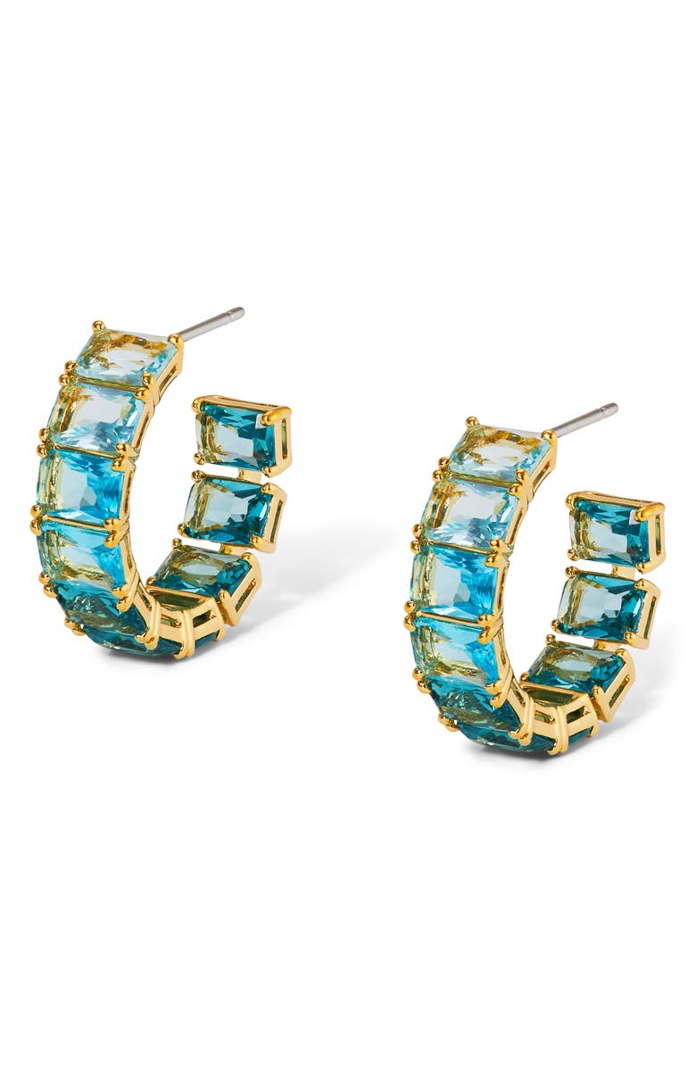 Nadri Blue Lagoon Ombré C Hoop Earrings, Main, color, 