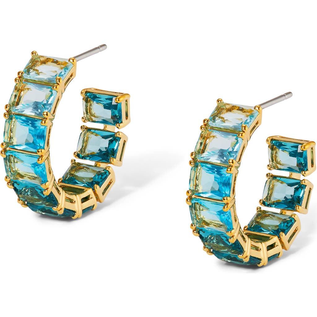 Nadri Blue Lagoon Ombre Stone Hoop Earrings In 18k Gold Plated