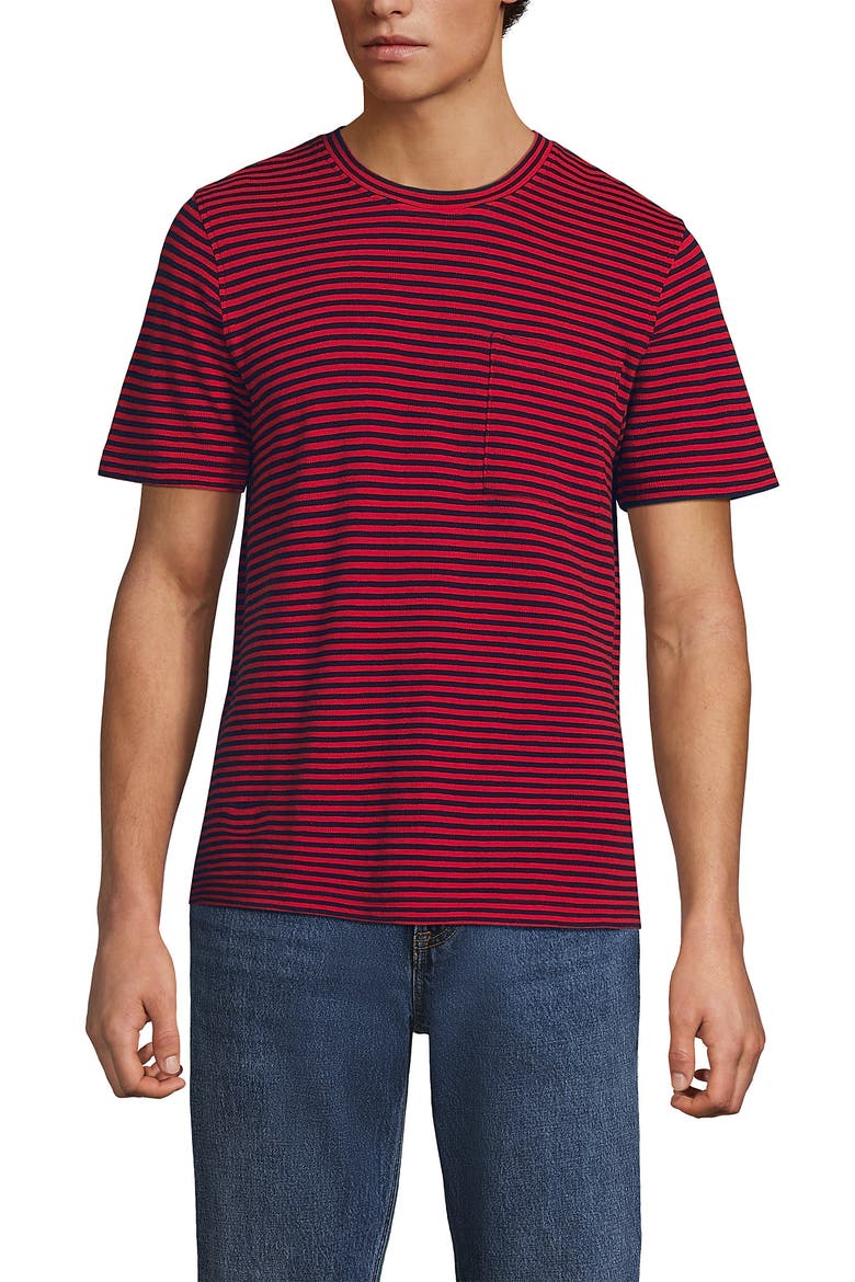 Short Sleeve Cotton Linen Tee, Main, color, Red/Radiant Navy Stripe