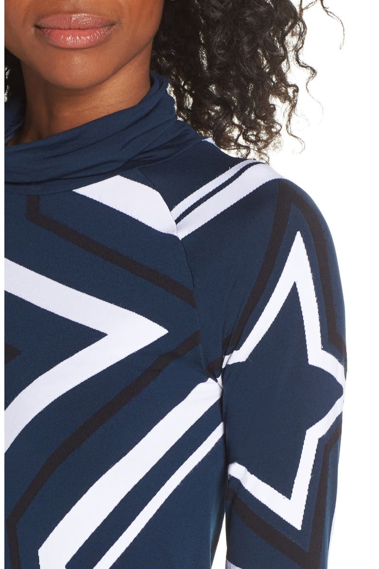 Festive Star Seamless Base Layer Top, Alternate, color, BEETLE BLUE STAR JACQUARD