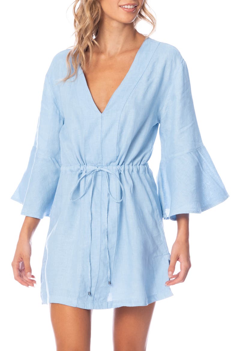 Stone Blue Joy Linen Cover-Up Dress, Main, color, BLUE