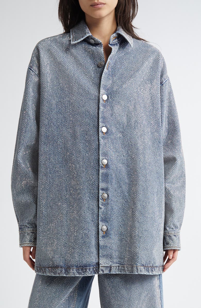 Stella McCartney Hotfix Oversize Denim Overshirt, Main, color, Vintage Blue Denim