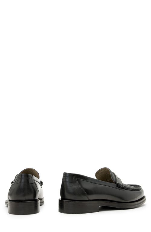 Allsaints Mens Black Bloom Leather Penny Loafers