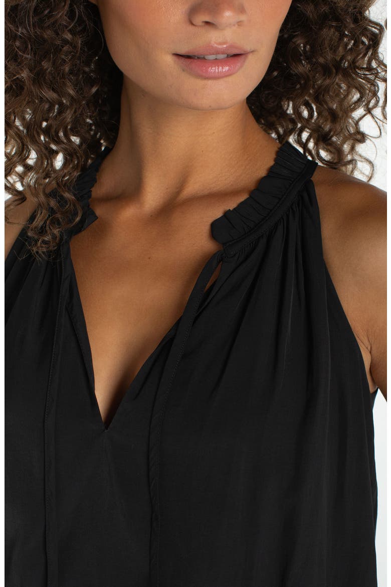 Ruffle Tie Neck Sleeveless Top, Alternate, color, BLACK