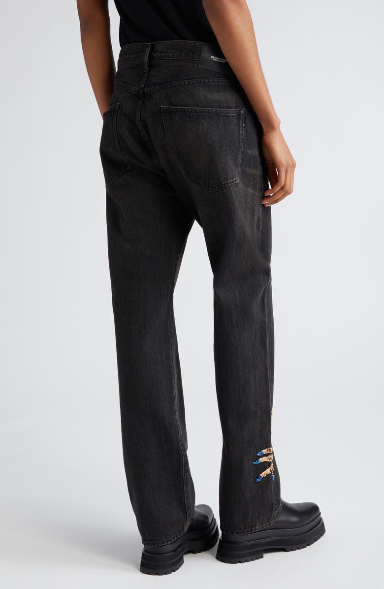 Undercover Beaded Hand High Waist Straight Leg Jeans, Alternate, color,