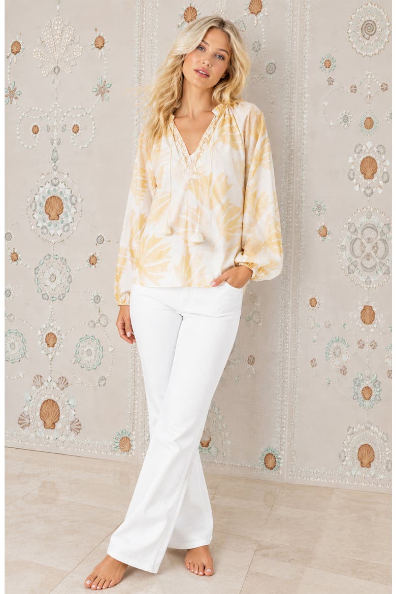 Helene Top, Alternate, color, White Neutral Large Batik Palm