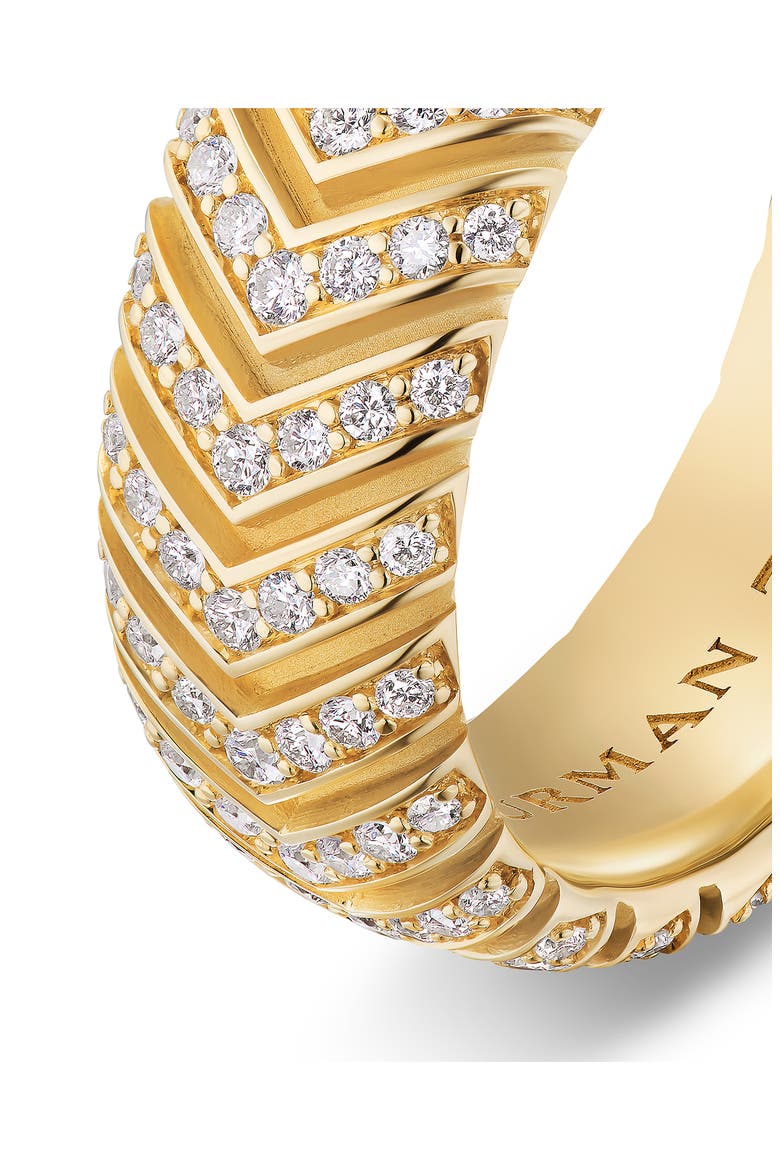 Men's Chevron Band Ring in 18K Yellow Gold with Diamonds, 8mm, Alternate, color, GOLD