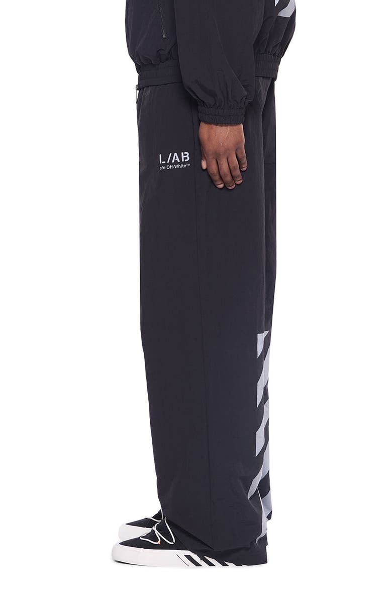 Reflective Diag Nylon Pants, Alternate, color, BLACK