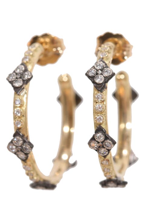 Two-Tone Diamond Hoop Earrings