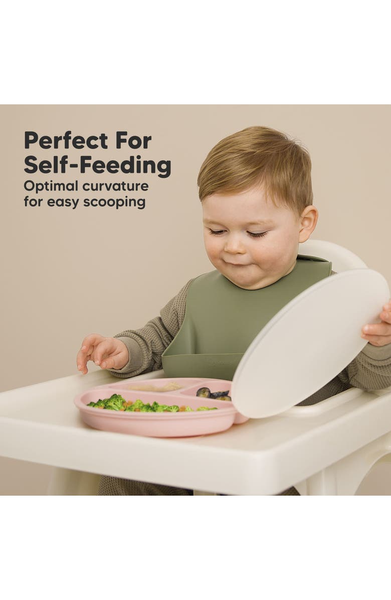 KeaBabies 3-Pack Prep Silicone Suction Plates with Lids, Alternate, color, Macaron