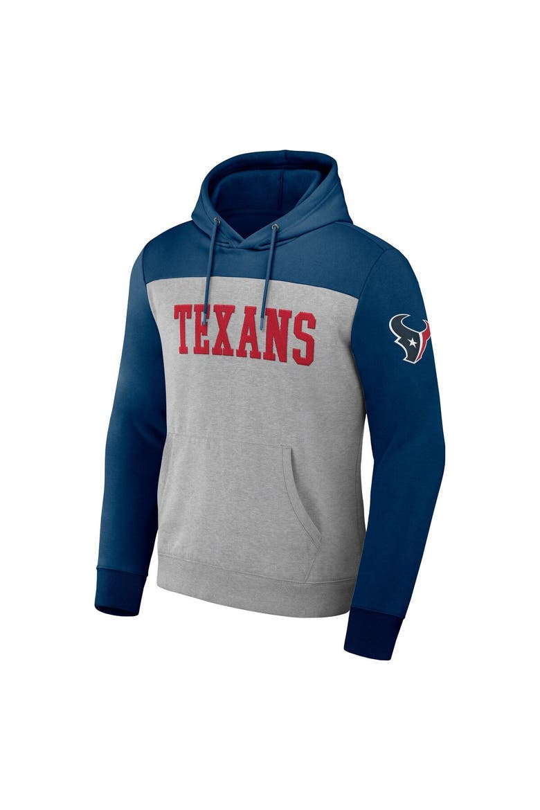 Men's NFL x Darius Rucker Collection by Fanatics Heather Gray Houston Texans Color Blocked Pullover Hoodie, Alternate, color, Heather Gray