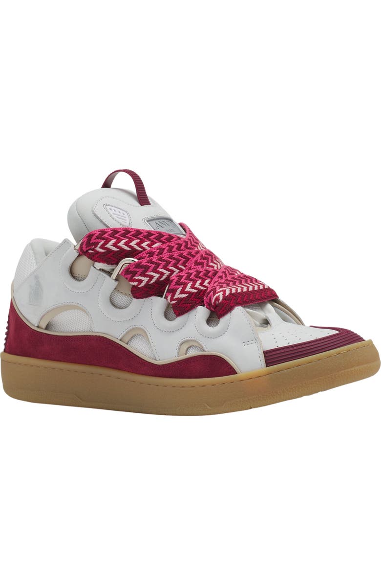 Lanvin Curb Leather Sneakers, Alternate, color, Green/Pink
