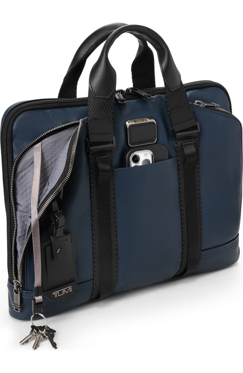 TUMI Academy Coated Canvas Briefcase, Alternate, color, Navy Coated Canvas