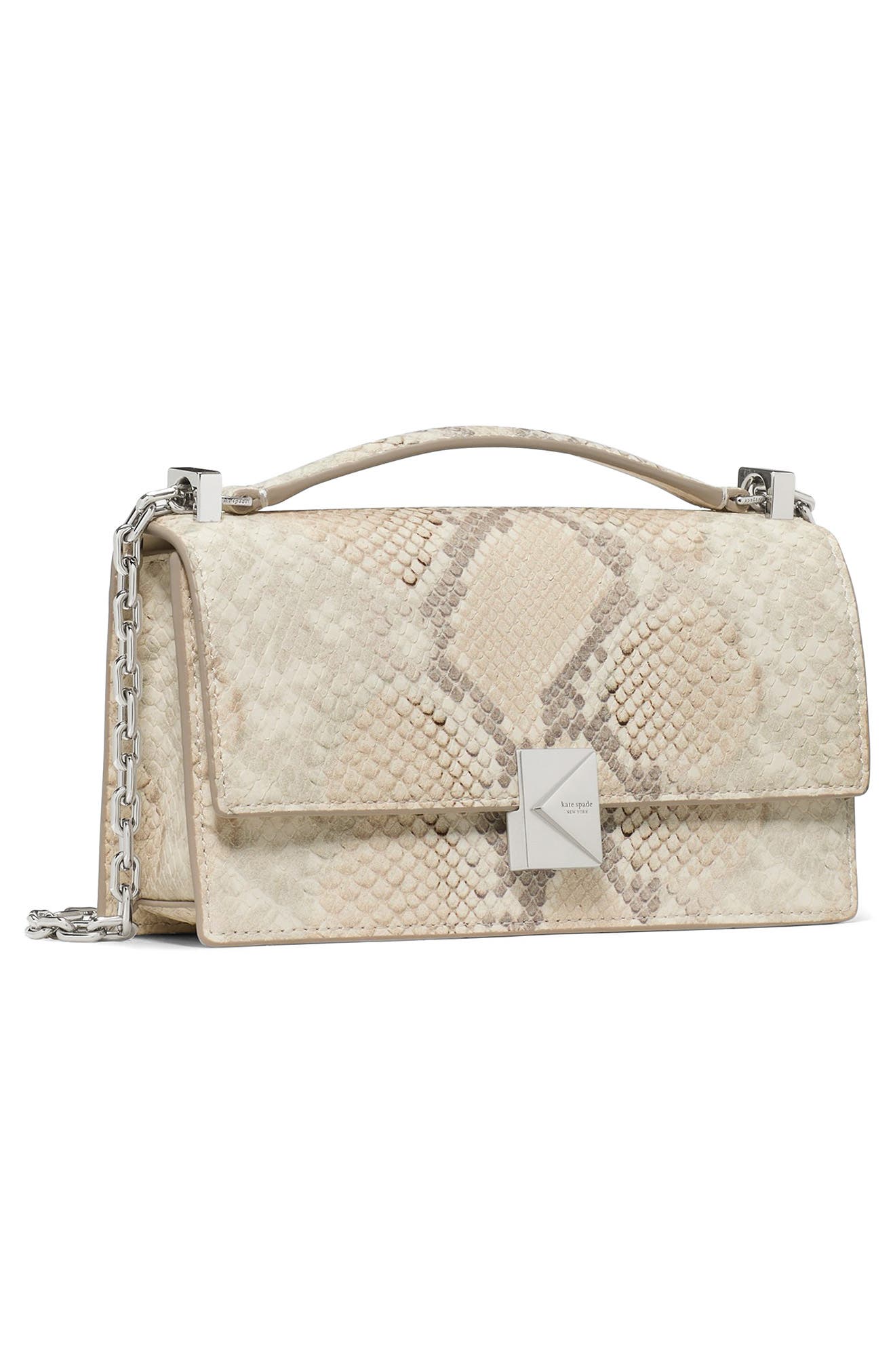 Kate Spade New York deco snakeskin embossed convertible leather crossbody bag, Alternate, color, 