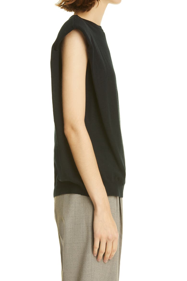 Loulou Studio Prince Padded Shoulder Wool & Cashmere Shell, Alternate, color, BLACK